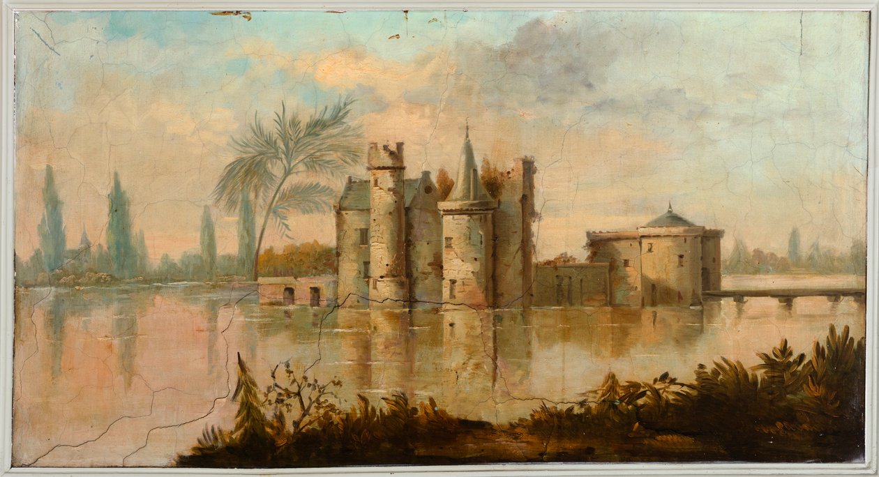 Seconda stanza sul retro, sala riunioni, murali con scene rurali in stile classico, probabilmente intorno al 1810, scena 4 da Belgian School