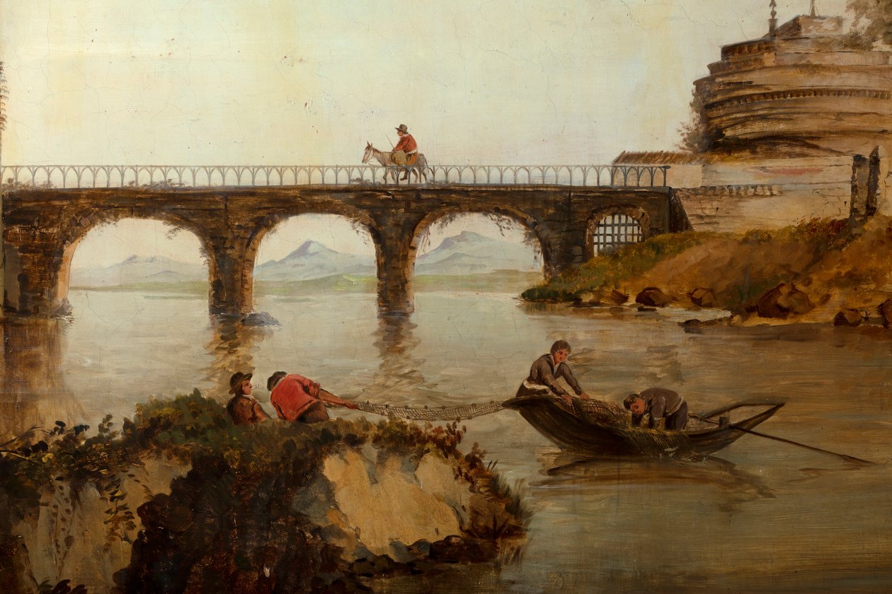 Seconda stanza sul retro, sala riunioni, murali con scene rurali in stile classico, probabilmente intorno al 1810, scena 2 da Belgian School