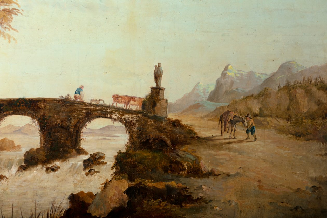 Seconda stanza sul retro, sala riunioni, murali con scene rurali in stile classico, probabilmente intorno al 1810, scena 1 da Belgian School