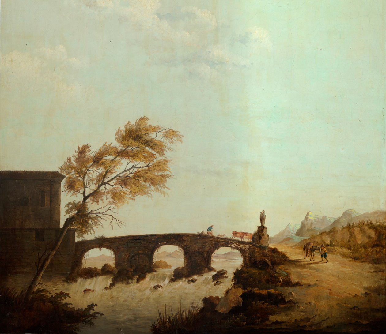 Seconda stanza sul retro, sala riunioni, murali con scene rurali in stile classico, probabilmente intorno al 1810, scena 1 da Belgian School