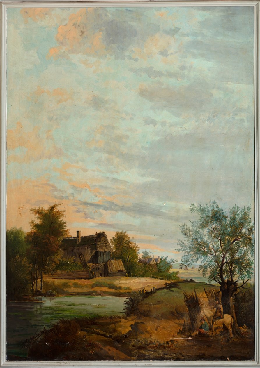 Seconda stanza sul retro, sala riunioni, murali con scene rurali in stile classico, probabilmente intorno al 1810, scena 7 da Belgian School