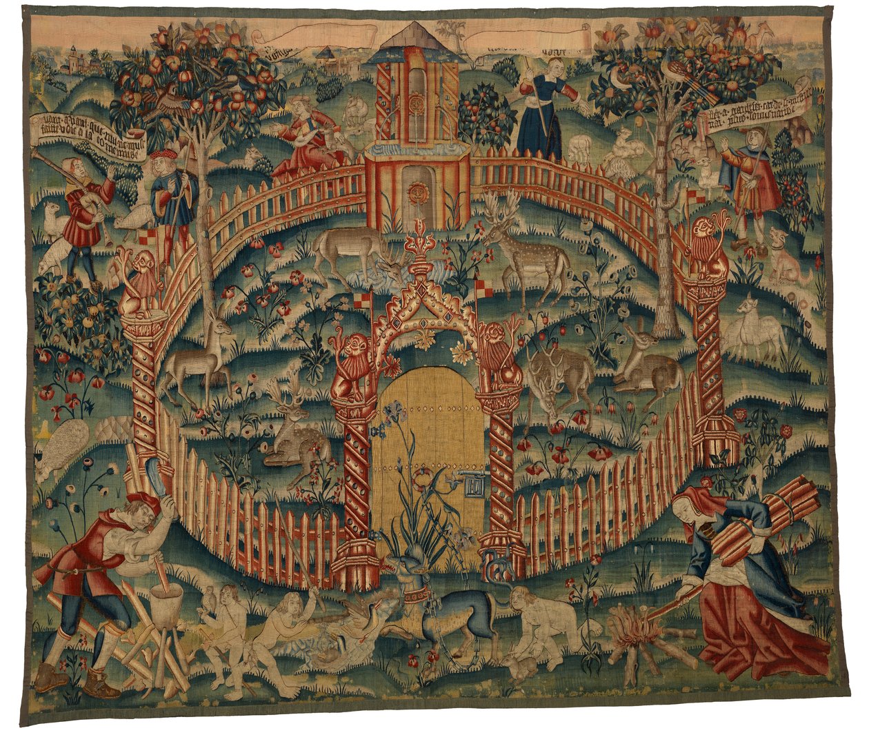 Arazzo, Park au Cerfs, realizzato a Tournai, Belgio, c.1500 da Belgian School