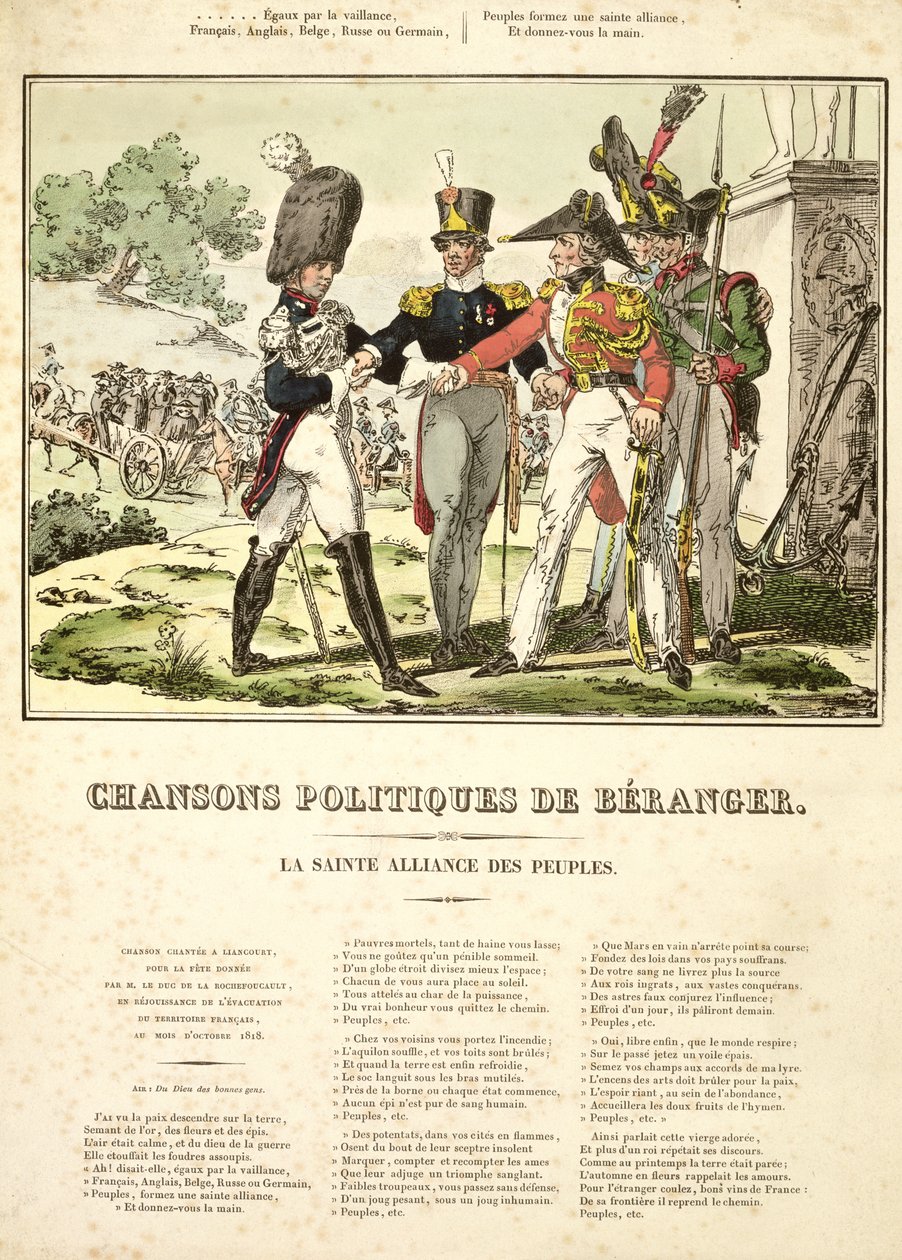 La Santa Alleanza delle Nazioni, da Chansons Politiques de Beranger, 1815-1818 da Belgian School