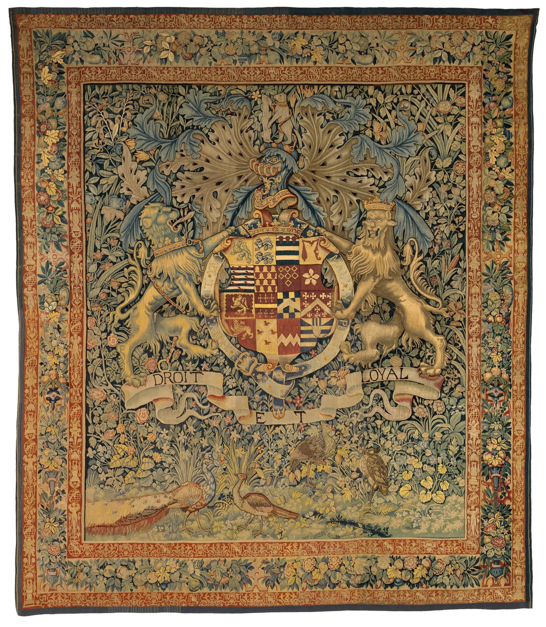 Arazzo Verdura con gli stemmi di Robert Dudley, conte di Leicester, realizzato nelle Fiandre, Belgio da Belgian School