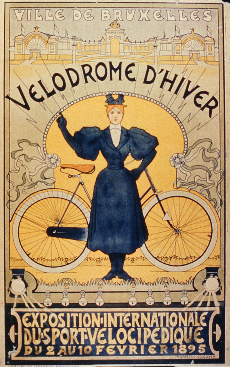 Pista di ciclismo invernale, Esposizione Internazionale di Sport Velocipede Bruxelles, 2-10 febbraio 1895 da Belgian School