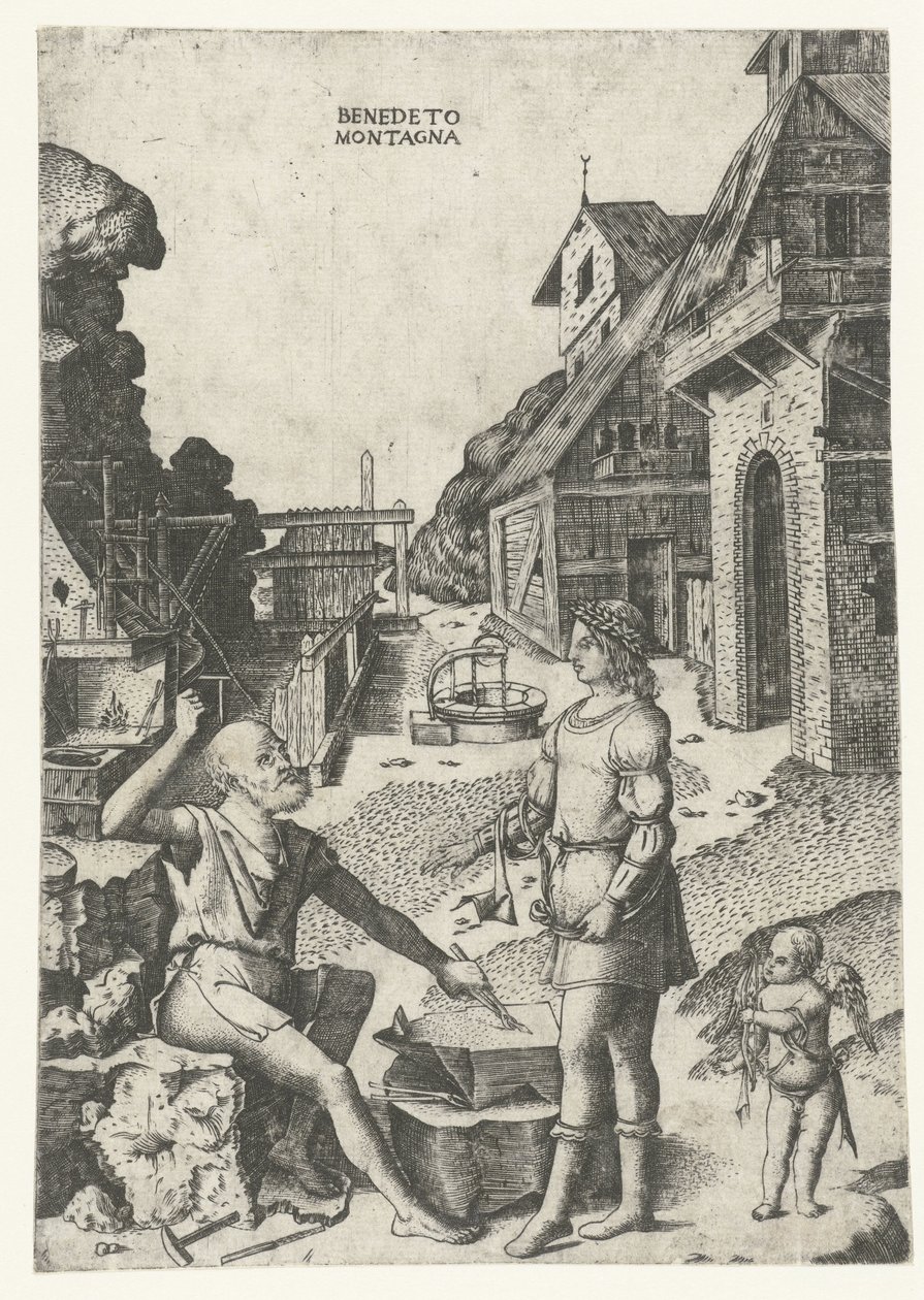 Apollo con Cupido presso Vulcano da Benedetto Montagna