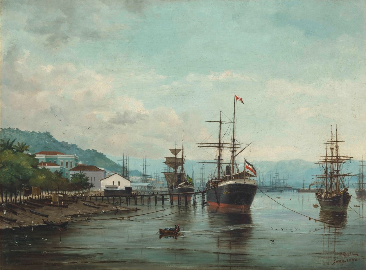 Benedito Calixto - Porto di Santos, SP (a sinistra), 1890 da Benedito Calixto