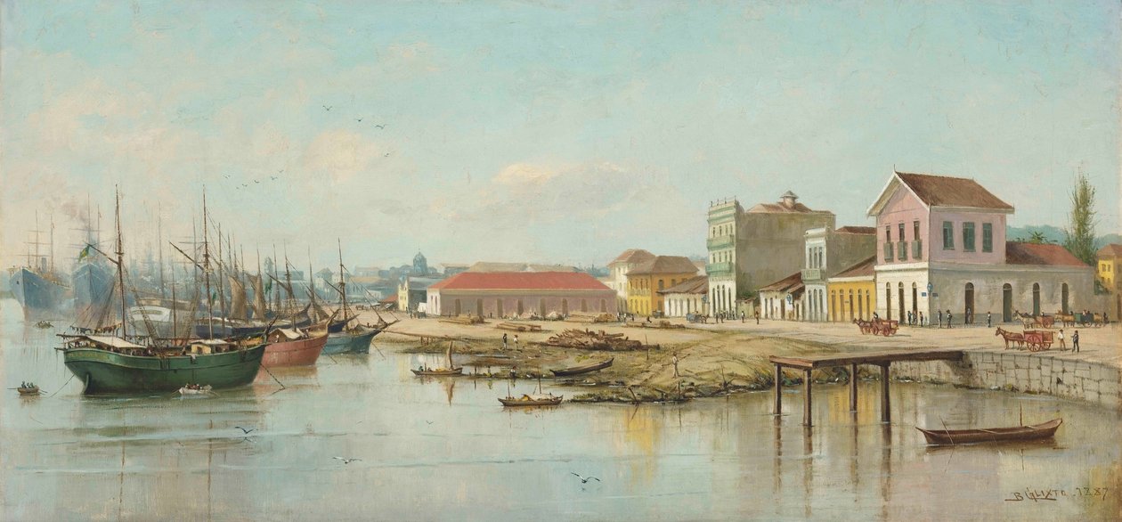 Benedito Calixto - Porto do Bispo, Santos, SP, visto dal mare, 1887 da Benedito Calixto