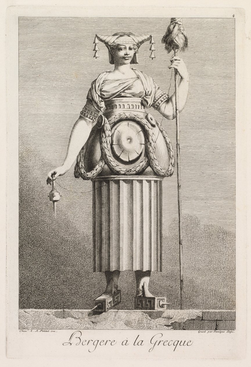Mascherata alla Greca: Bergère alla Greca, Tavola 4, 1771 da Benigno Bossi