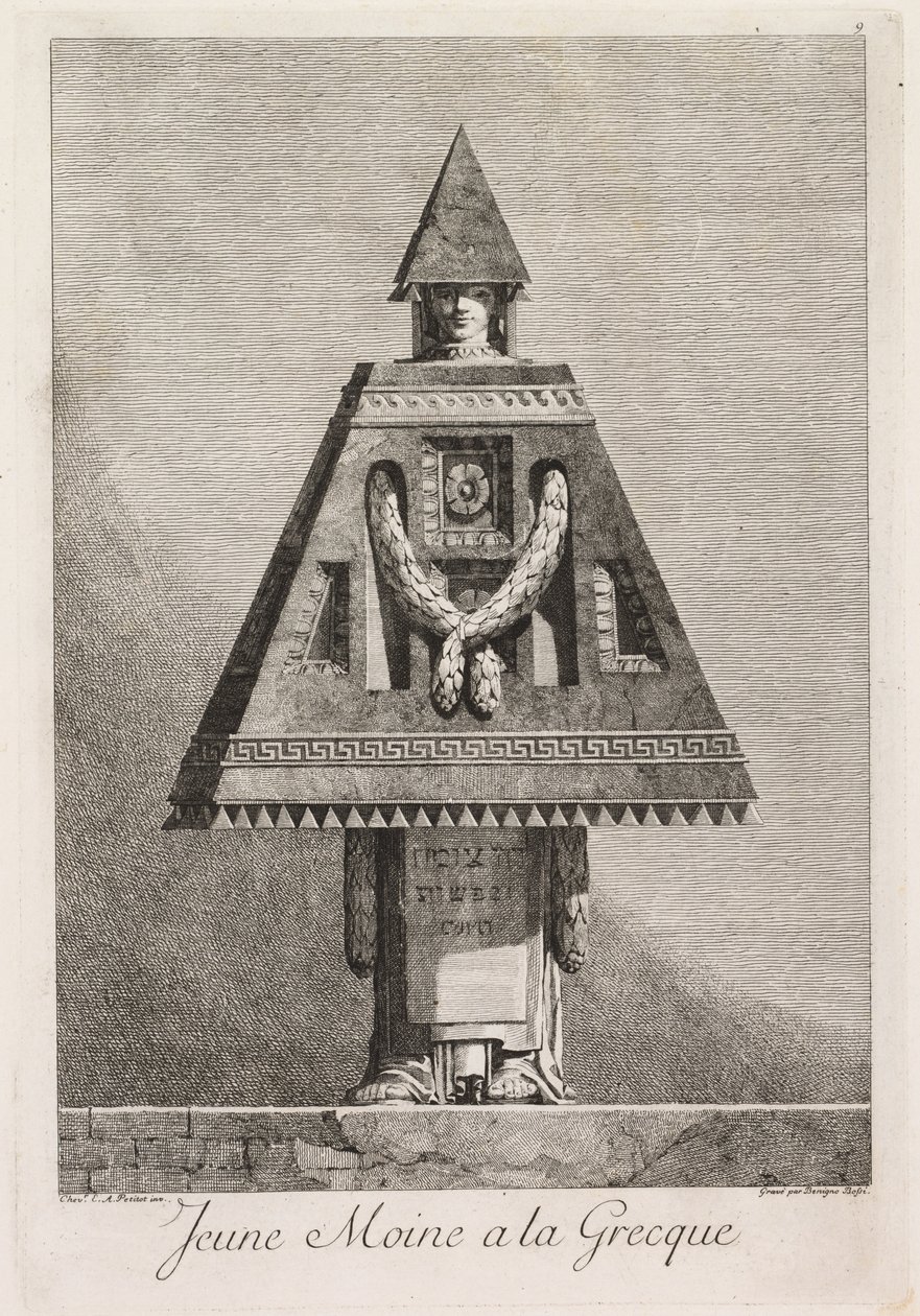 Mascherata alla Greca: Giovane monaco alla Greca Tavola 9, 1771 da Benigno Bossi