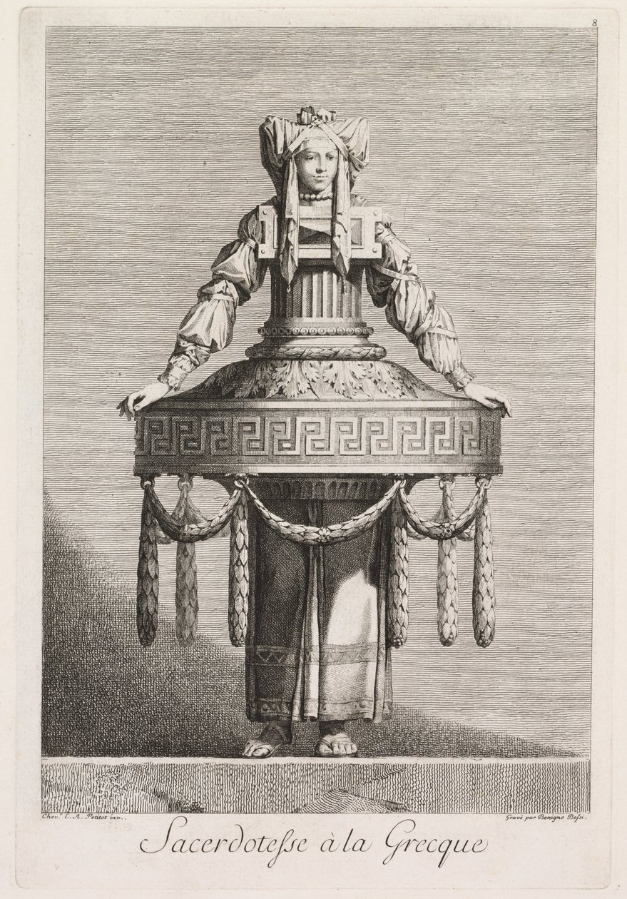 Mascherata alla Greca: Sacerdotessa alla Greca (Tavola 8) da Benigno Bossi