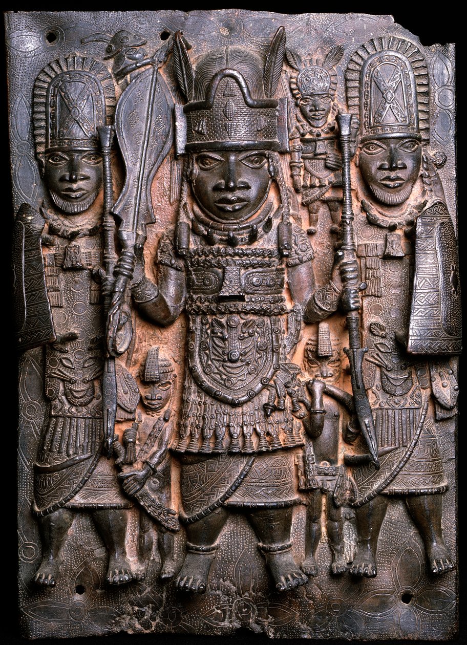 Guerriero e attendenti (bronzo) da Benin