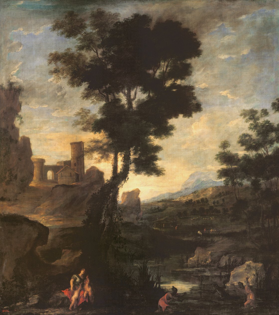 Paesaggio con Leto e i contadini trasformati in rane da Benito Manuel de Aguero