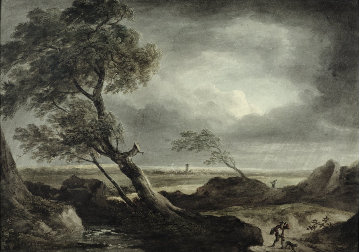Paesaggio con villaggio: effetto tempestoso da Benjamin Barker