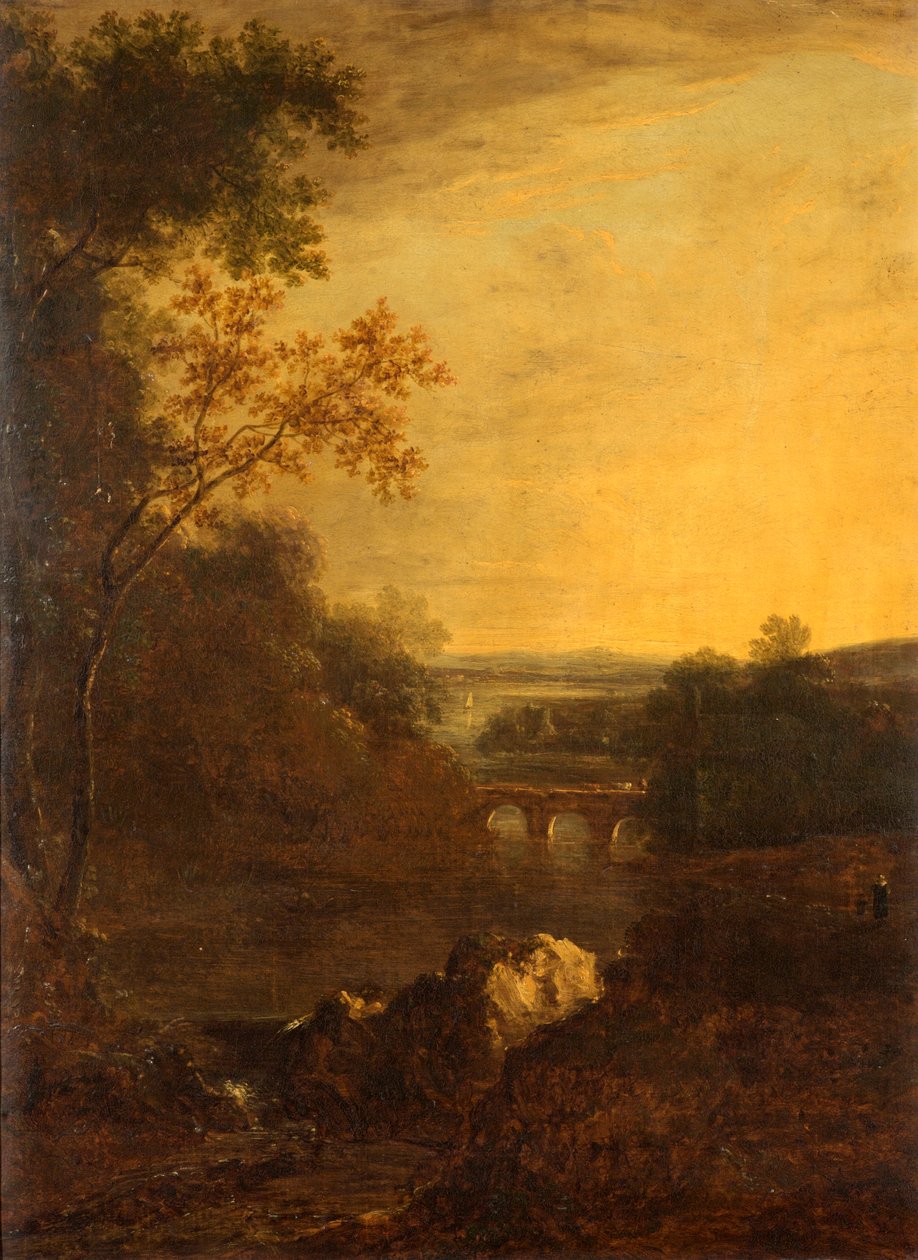 Paesaggio con ponte e fiume tortuoso da Benjamin Barker