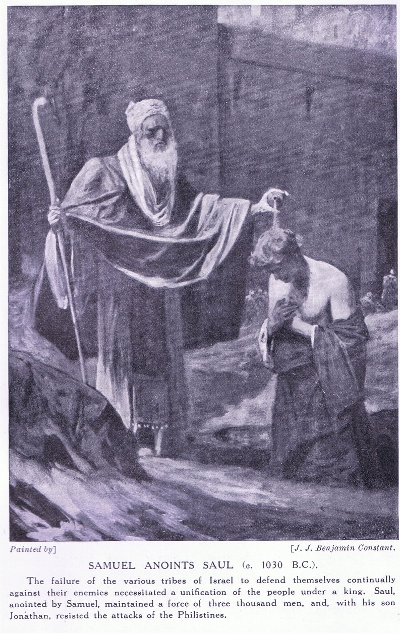 Samuele unge Saul circa 130 a.C. da Jean Joseph Benjamin Constant