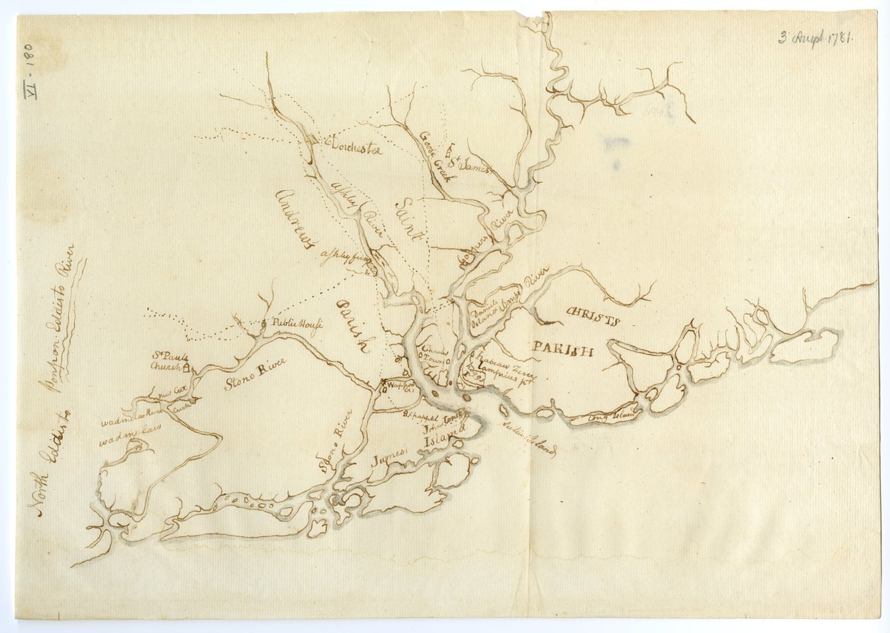 Mappa di Charleston, Carolina del Sud, 3 agosto 1781 da Benjamin Lincoln