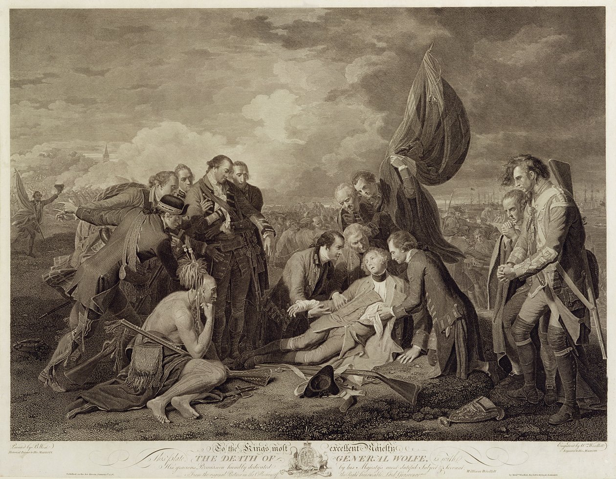 La morte del generale Wolfe (1727-59), inciso da William Woollett (1735-85) c.1776 da Benjamin West