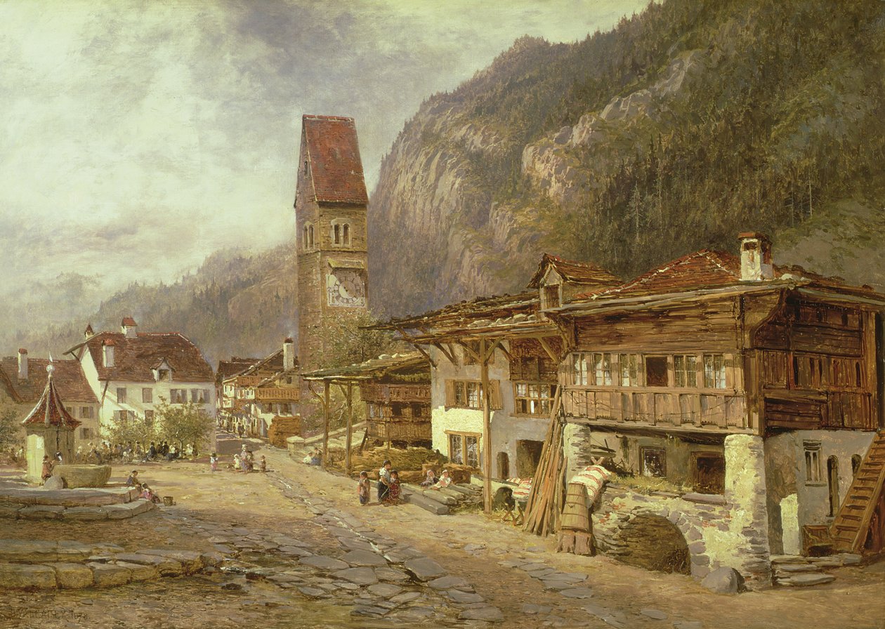 Unterseen, Interlaken: Autunno in Svizzera, 1878 da Benjamin Williams Leader