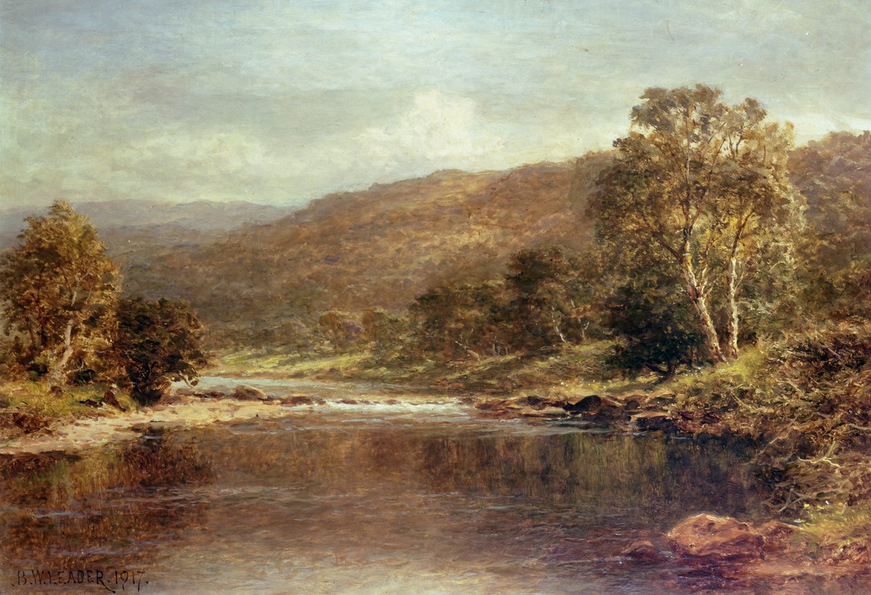 Scena fluviale gallese da Benjamin Williams Leader