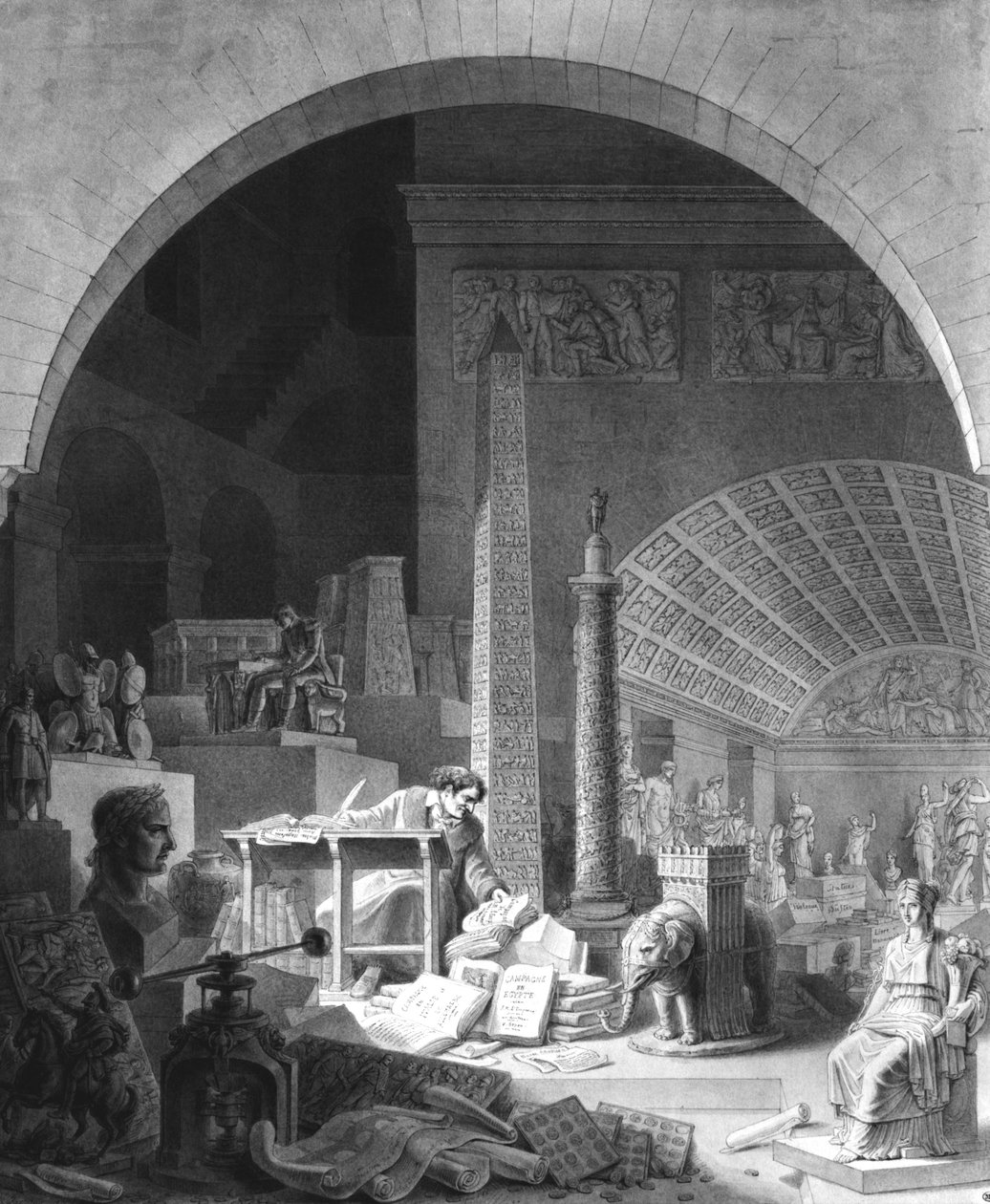 Dominique Vivant Denon che cataloga la Collezione del Louvre da Benjamin Zix
