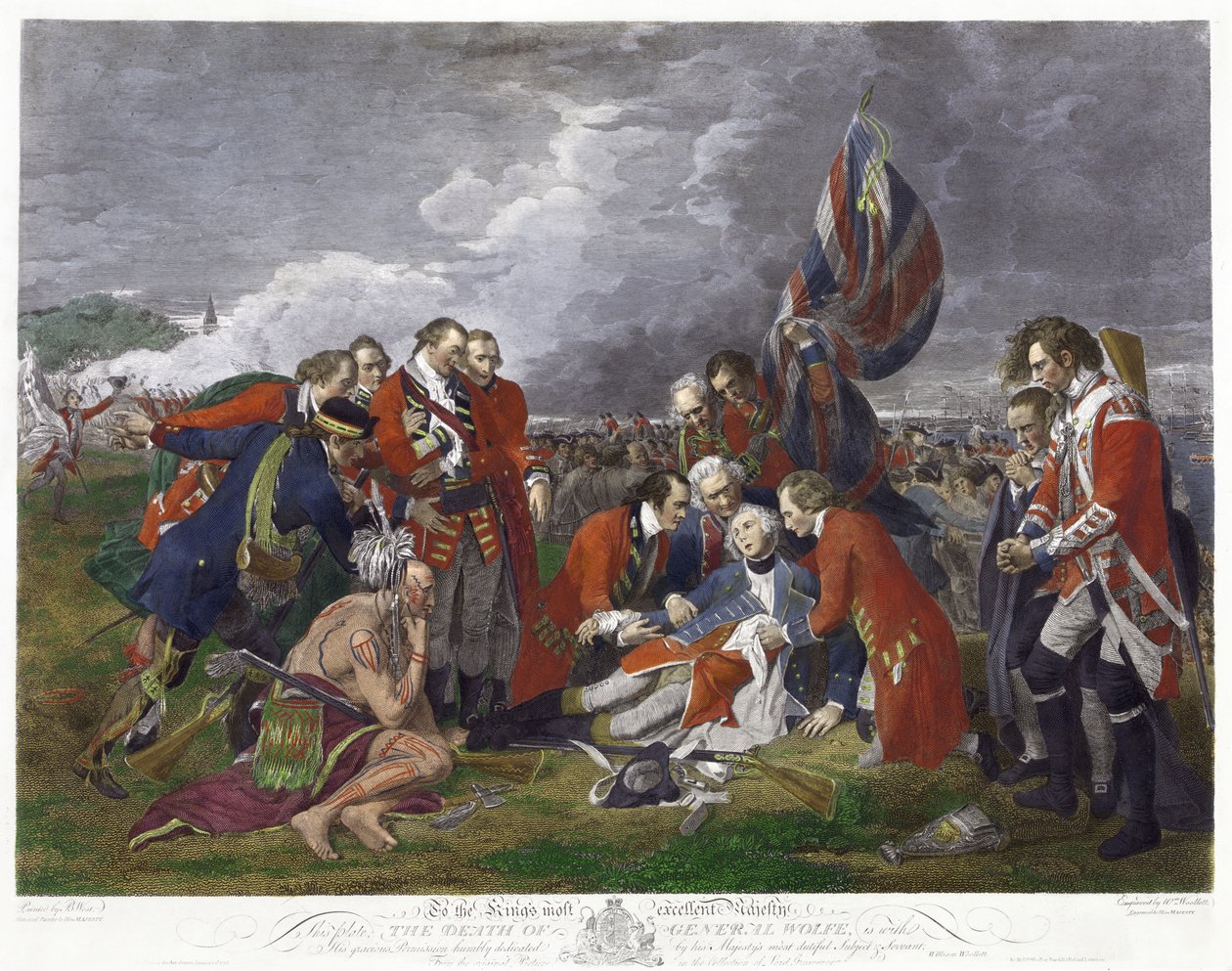 Morte del generale Wolfe" dopo il dipinto di Benjamin West. James Wolfe (1727-1759) comandante dell