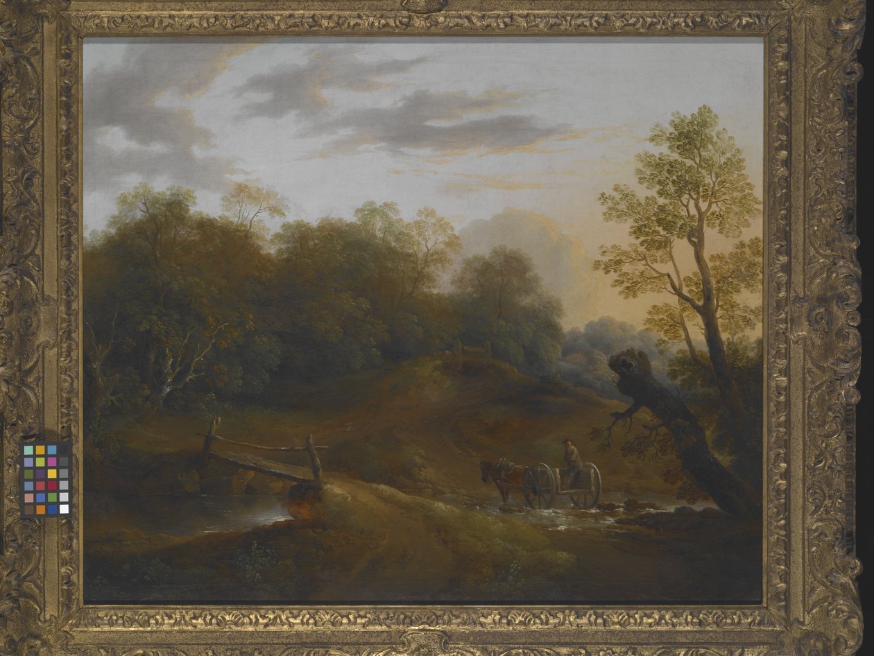 Carrozza che attraversa un ruscello nel bosco da Benjamin Barker