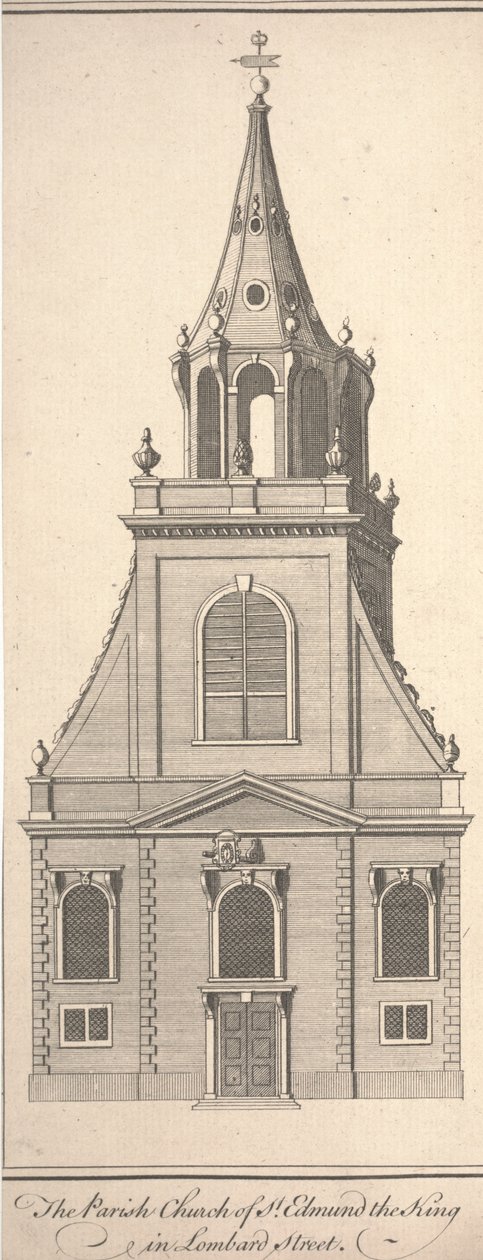 La chiesa parrocchiale di St. Edmund il Re in Lombard Street da Benjamin Cole
