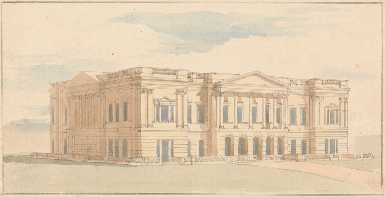 York House, Londra: Vista Prospettica del Fronte Ovest da Benjamin Dean Wyatt