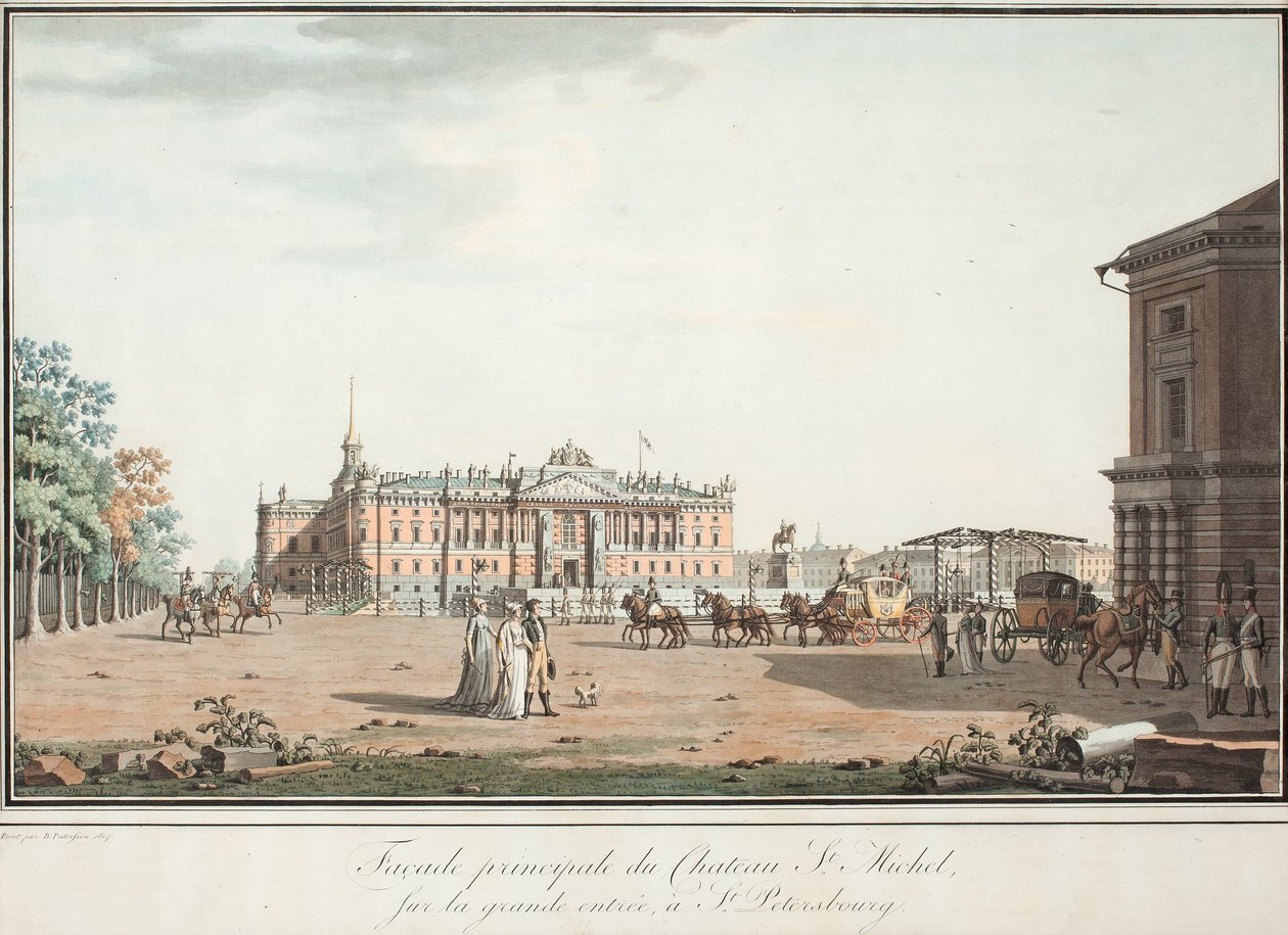 Veduta del Palazzo Michael e della Piazza Connetable a San Pietroburgo, 1800 da Benjamin Paterssen