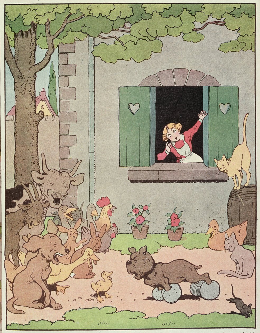 Gli animali del cortile che gioiscono per il disagio di Grognard, illustrazione per 