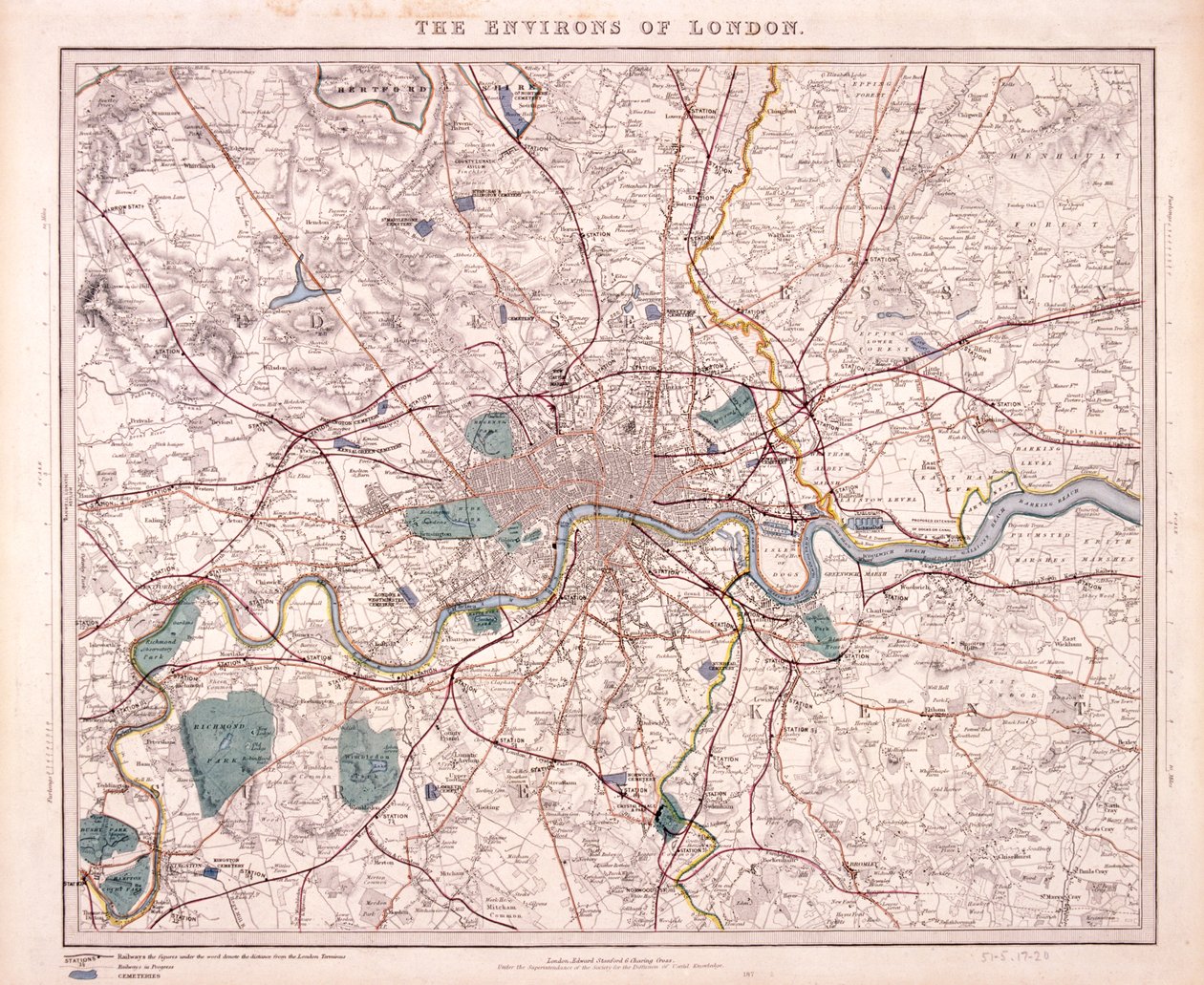 Mappa di Londra da Benjamin Rees Davies