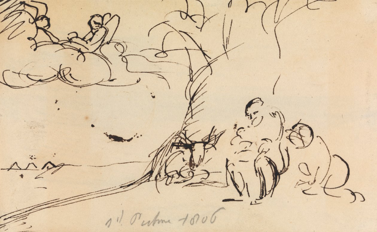 Studio di Figure Sedute Sotto un Albero da Benjamin Robert Haydon