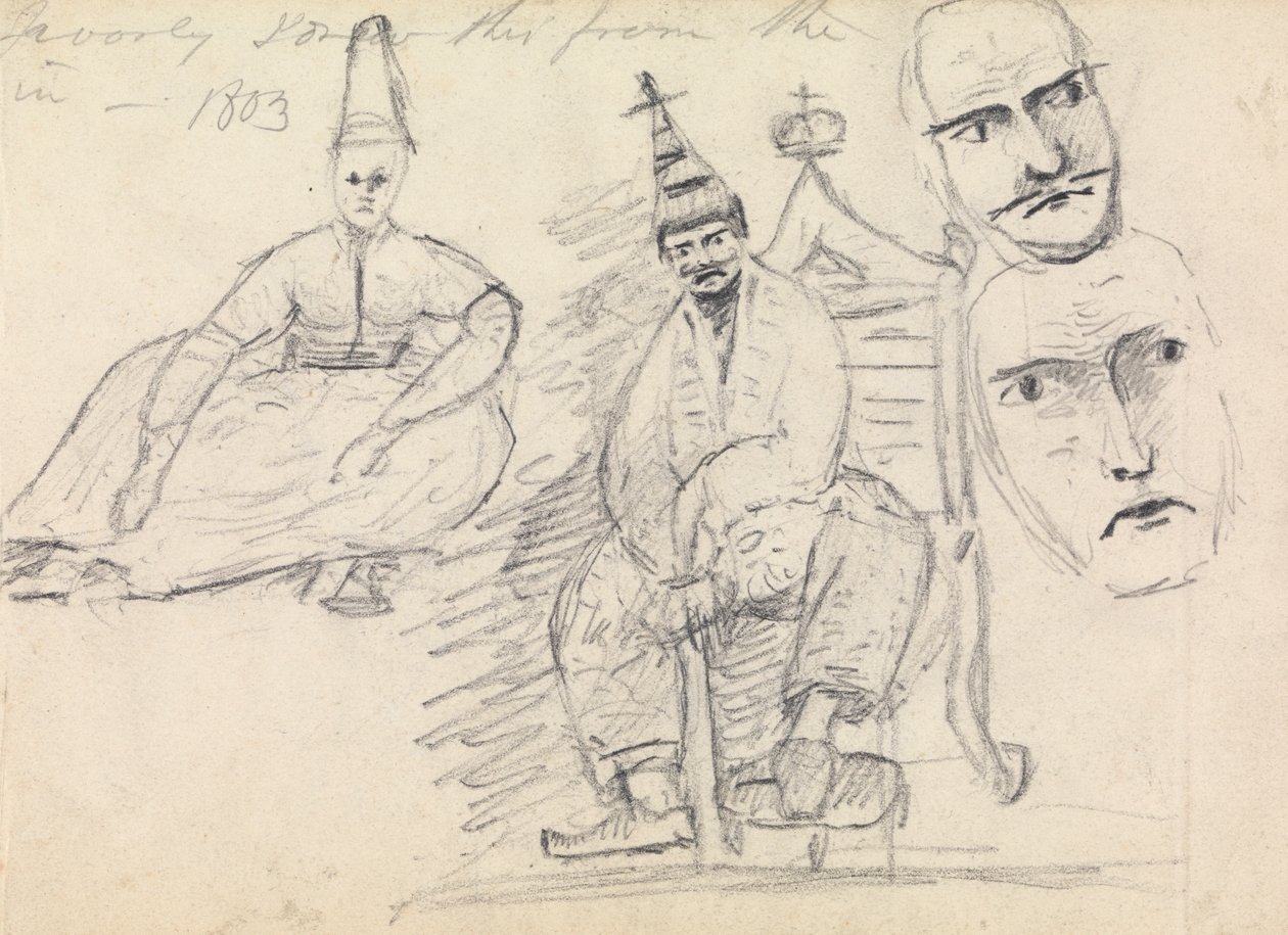 Studio di Due Uomini Seduti nei Loro Costumi Tradizionali da Benjamin Robert Haydon