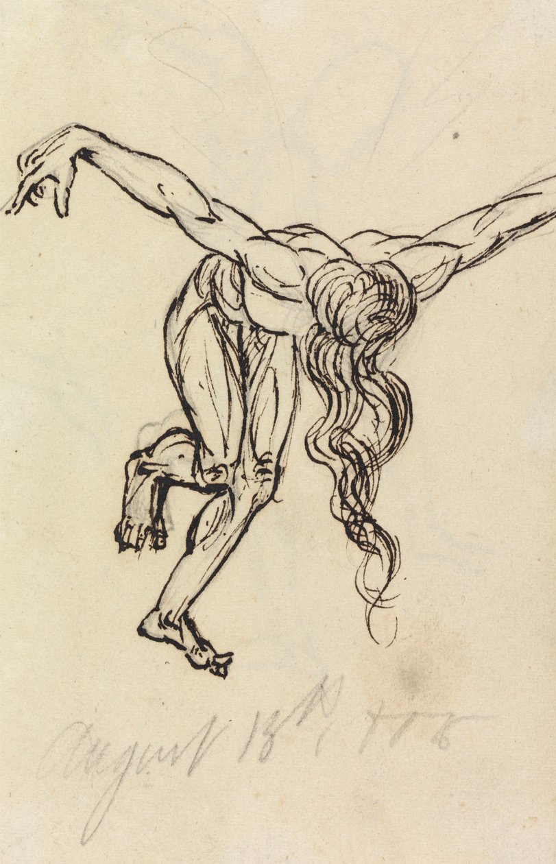 Studio di un nudo, inclinato in avanti, con le braccia estese da Benjamin Robert Haydon
