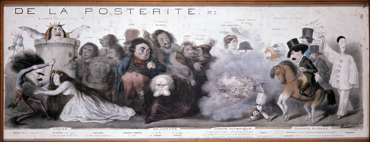 Il grande cammino della posterità: rappresentazione di tragedia e commedia (Dorval, ecc...) - Litografia di Benjamin Roubaud, Maison de Balzac, Parigi da Benjamin Roubaud