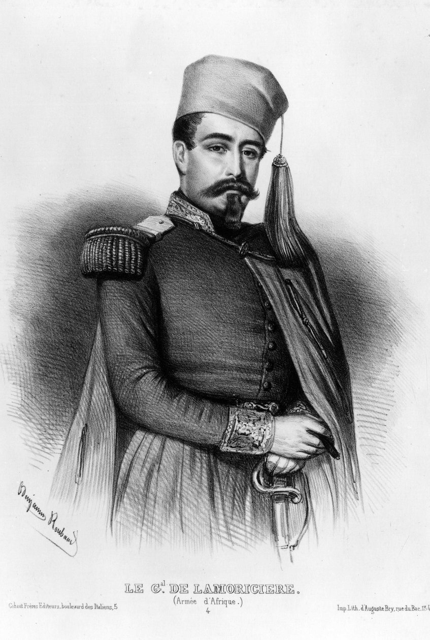 Ritratto di Louis Jucault de Lamoriciere (1806-1865), generale francese (disegno) da Benjamin Roubaud