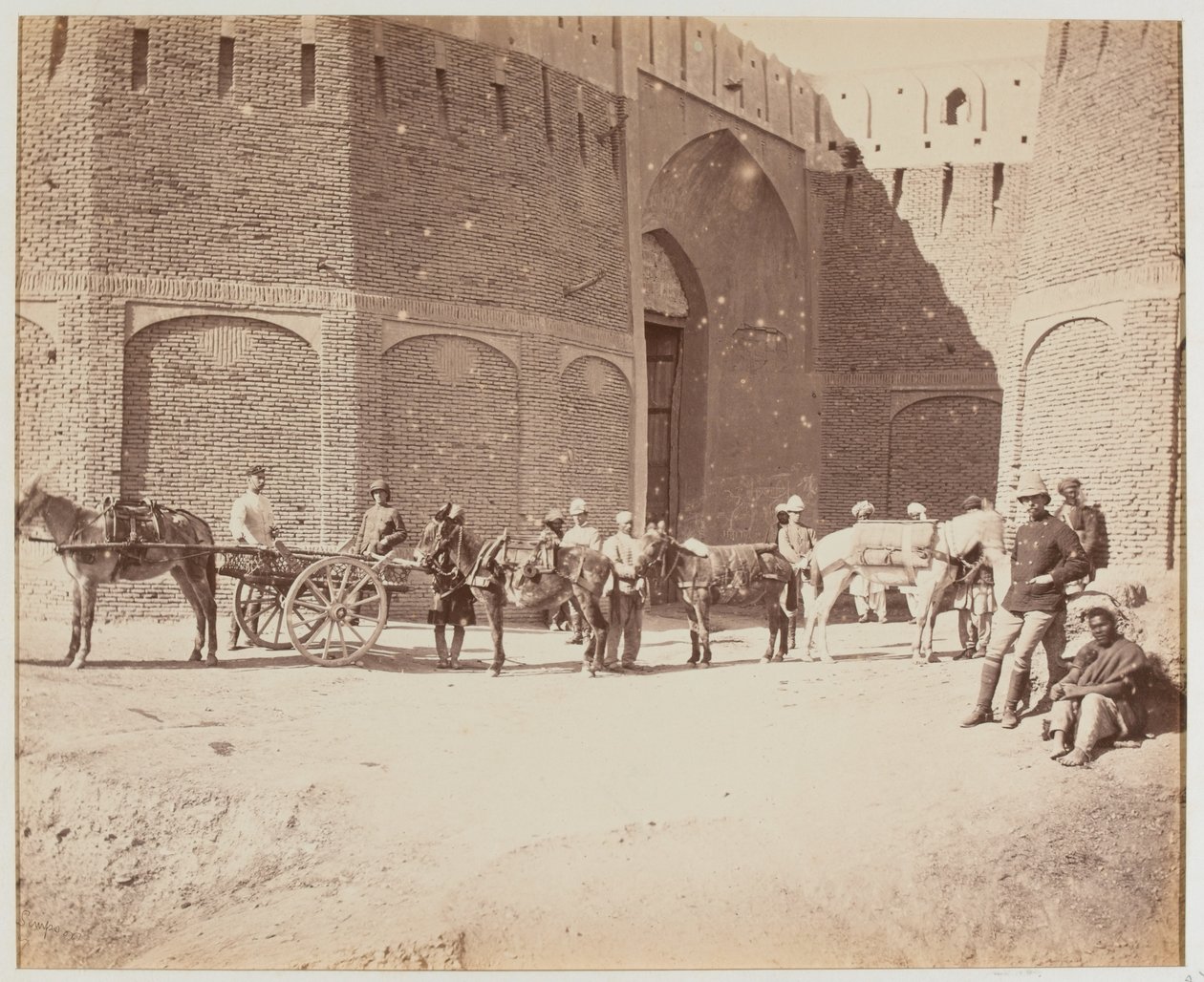 Porta Durani, carretto di Heyland e muli da soma, che mostrano i diversi tipi di selle da soma, Kandahar da Benjamin Simpson