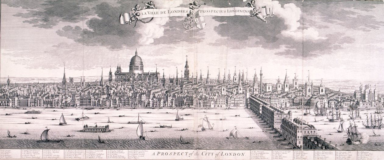 Veduta panoramica di Londra, 1710 da Benjamin Smith
