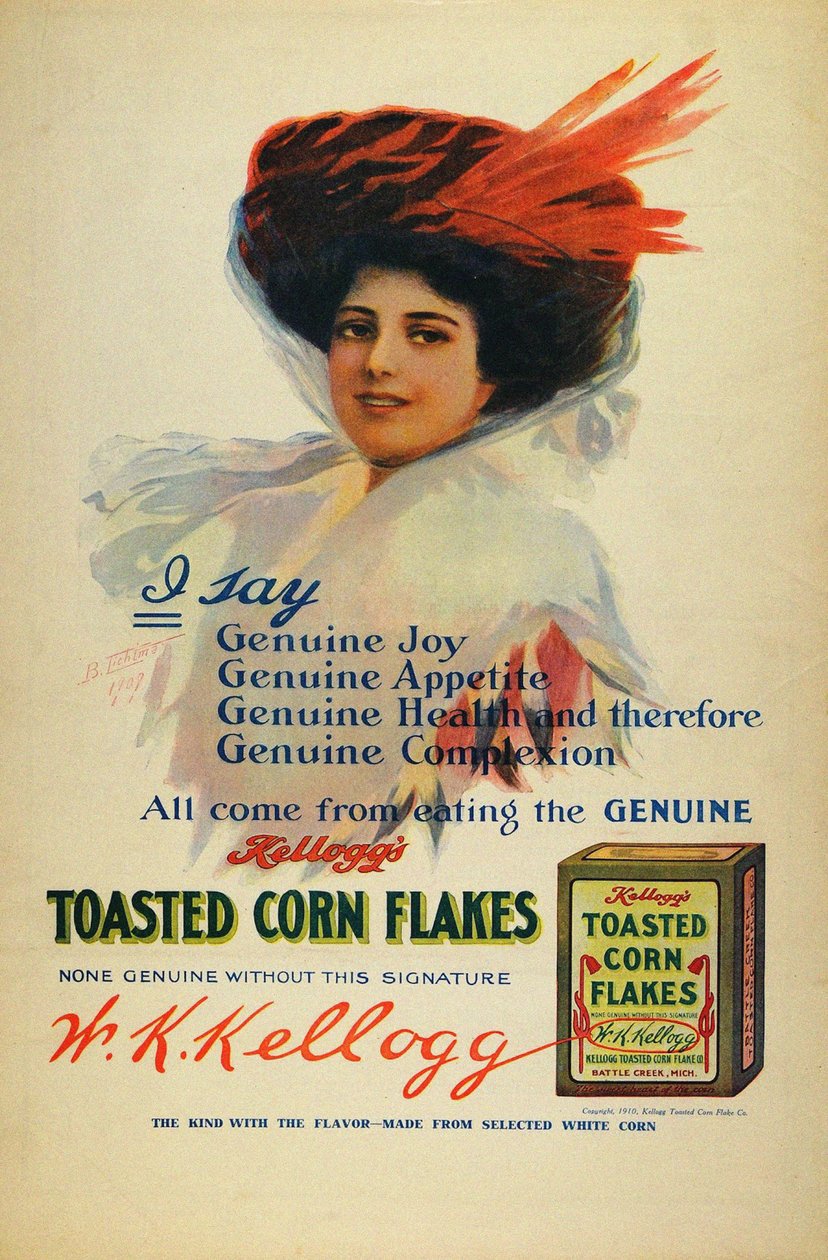 Poster per Kelloggs Cornflakes, 1910 da Benjamin Tichtman