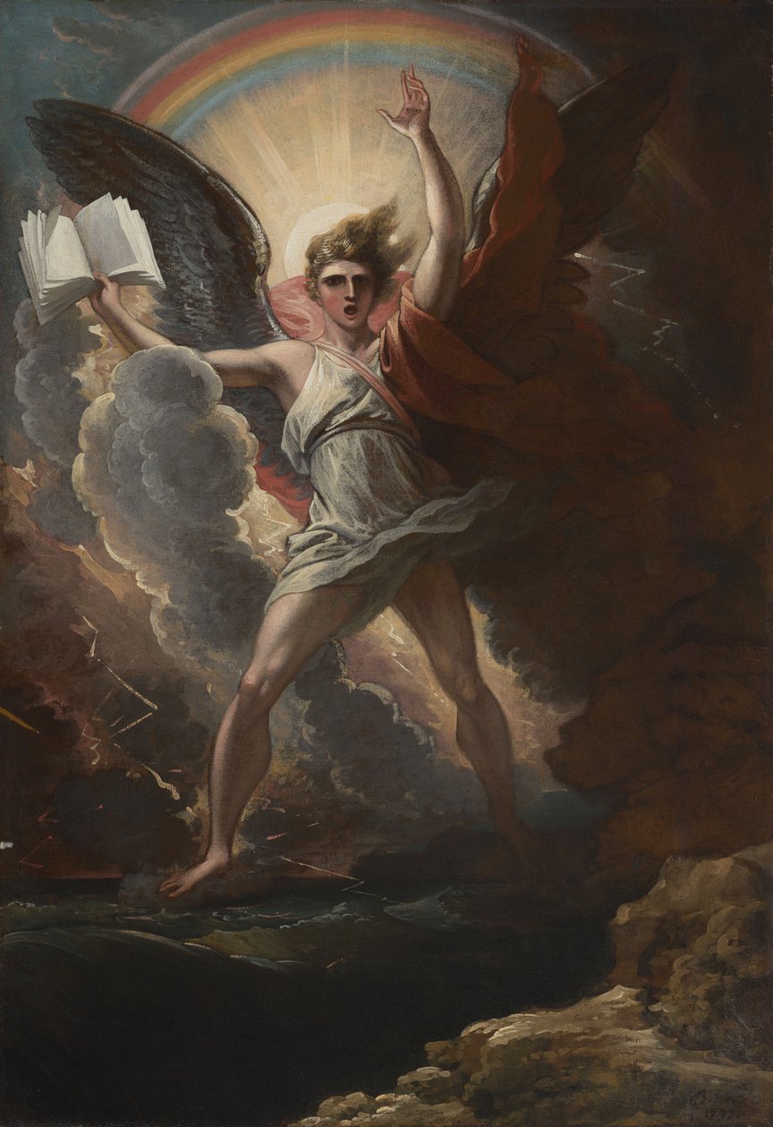 Un potente angelo si erge sulla terra e sul mare da Benjamin West