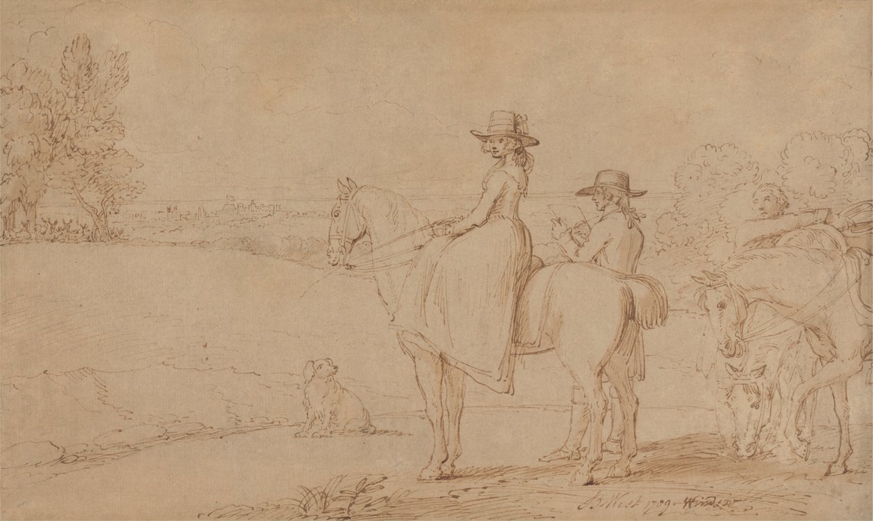 Un artista che disegna nel parco di Windsor da Benjamin West