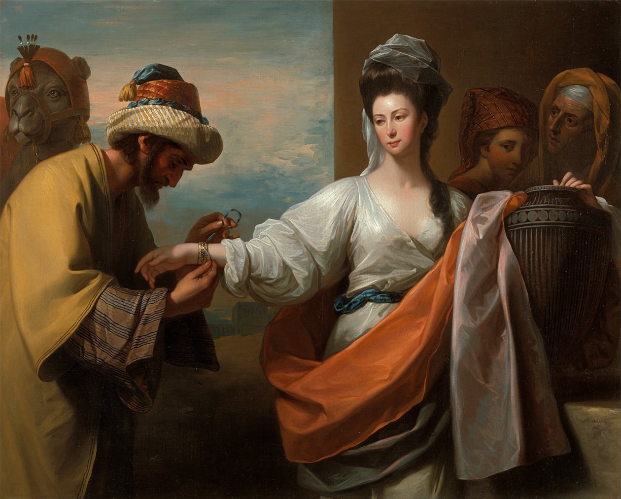 Il servo di Isacco che lega il braccialetto al braccio di Rebecca da Benjamin West