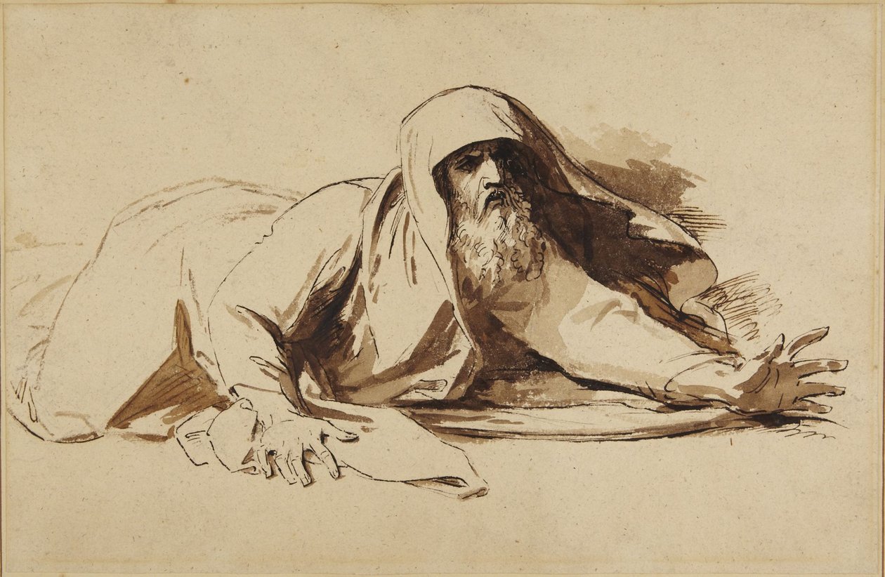 Re Davide si alza dopo la morte del figlio da Benjamin West