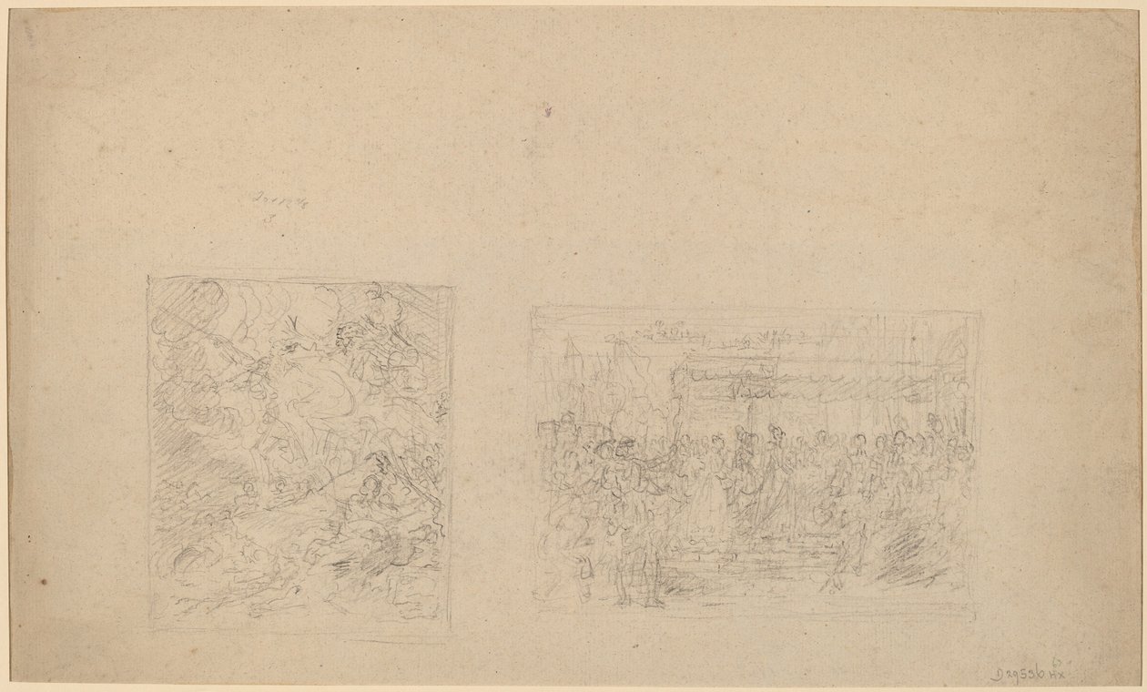 Studio di Mosè che colpisce la roccia e una processione (verso) da Benjamin West