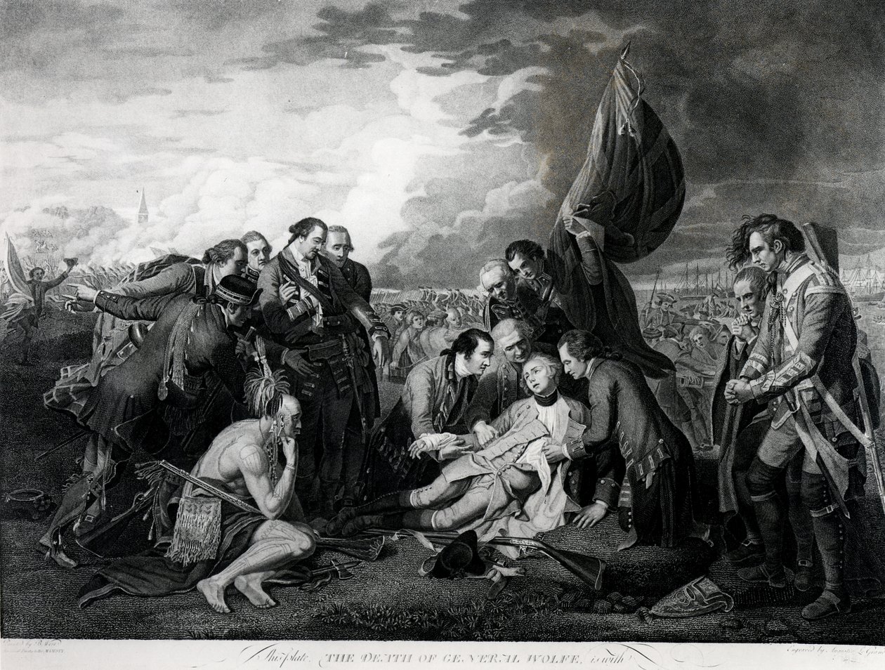 La morte del generale Wolfe (1727-59) 1759, inciso da Augustin Legrand (incisione) da Benjamin West