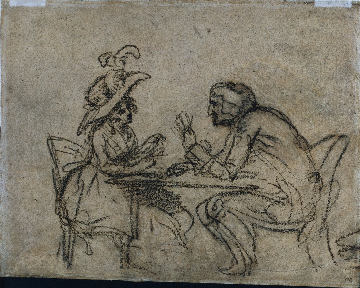 Donna e uomo che giocano a carte, 1792 da Benjamin West