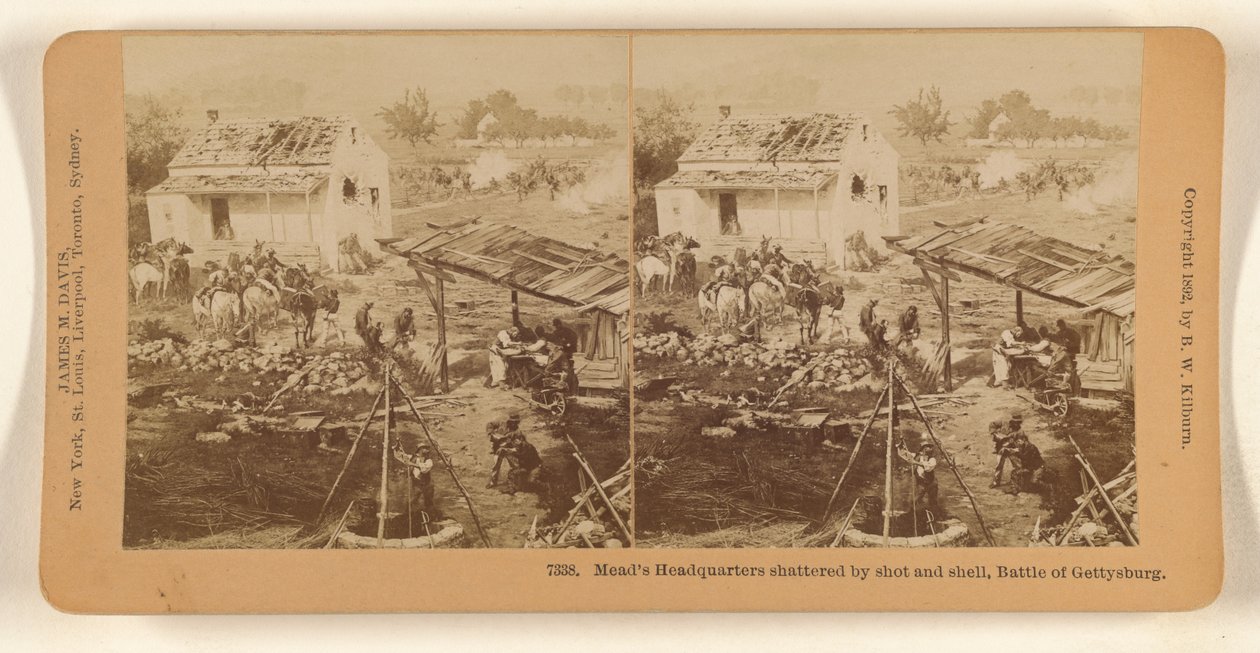 Il quartier generale di Mead distrutto da pallottole e granate nella battaglia di Gettysburg. da Benjamin West Kilburn