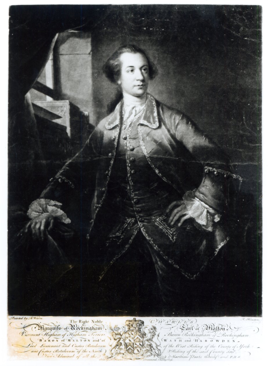 Ritratto di Charles Watson-Wentworth, secondo marchese di Rockingham (1730-82), inciso da Richard Houston da Benjamin Wilson