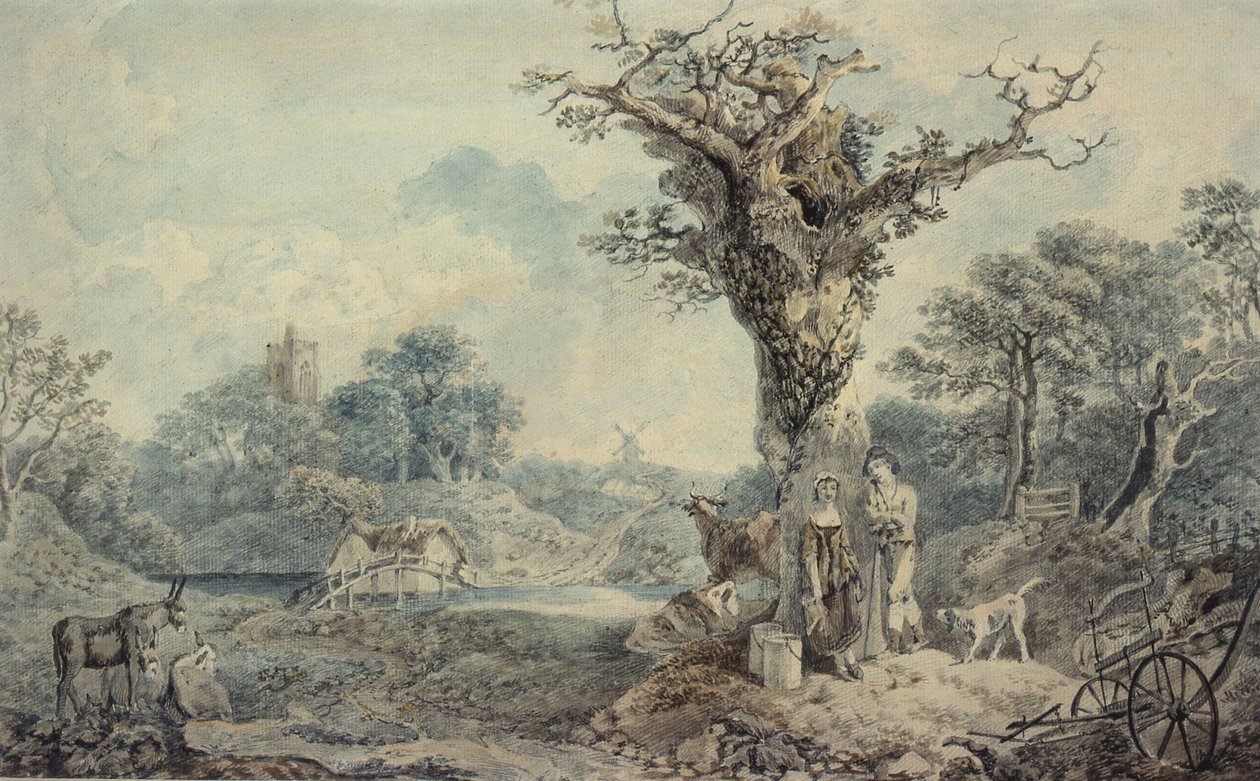 Paesaggio con figure e bovini da Benjamin attr. to Barker